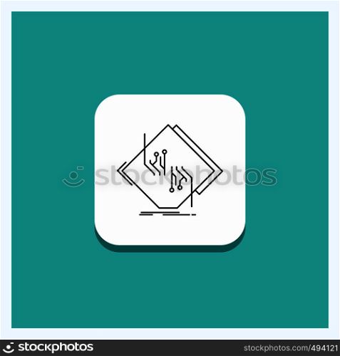Round Button for Board, chip, circuit, network, electronic Line icon Turquoise Background. Vector EPS10 Abstract Template background