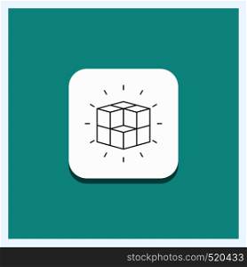 Round Button for box, labyrinth, puzzle, solution, cube Line icon Turquoise Background. Vector EPS10 Abstract Template background