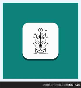Round Button for business, company, growth, plant, rise Line icon Turquoise Background. Vector EPS10 Abstract Template background