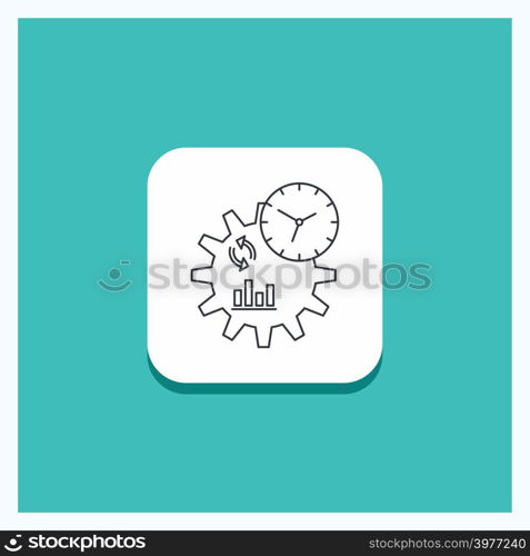 Round Button for Business, engineering, management, process Line icon Turquoise Background