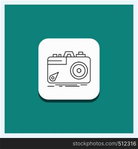 Round Button for Camera, photography, capture, photo, aperture Line icon Turquoise Background. Vector EPS10 Abstract Template background