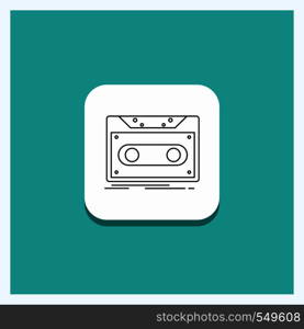 Round Button for Cassette, demo, record, tape, record Line icon Turquoise Background. Vector EPS10 Abstract Template background