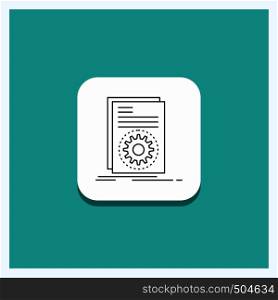 Round Button for Code, executable, file, running, script Line icon Turquoise Background. Vector EPS10 Abstract Template background
