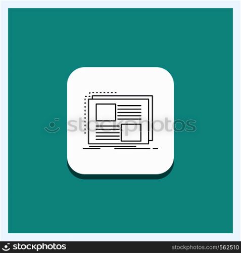 Round Button for Content, design, frame, page, text Line icon Turquoise Background. Vector EPS10 Abstract Template background