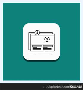 Round Button for Crowdfunding, funding, fundraising, platform, website Line icon Turquoise Background. Vector EPS10 Abstract Template background