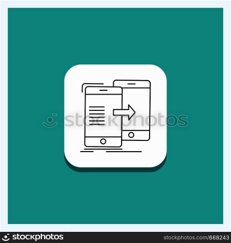 Round Button for data, Sharing, sync, synchronization, syncing Line icon Turquoise Background. Vector EPS10 Abstract Template background