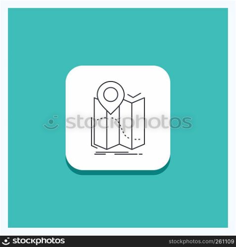 Round Button for gps, location, map, navigation, route Line icon Turquoise Background