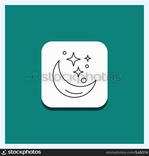 Round Button for Moon, Night, star, weather, space Line icon Turquoise Background. Vector EPS10 Abstract Template background