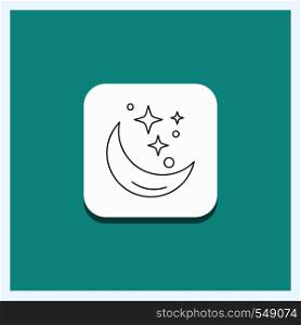 Round Button for Moon, Night, star, weather, space Line icon Turquoise Background. Vector EPS10 Abstract Template background