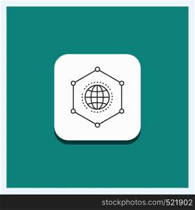 Round Button for Network, Global, data, Connection, Business Line icon Turquoise Background. Vector EPS10 Abstract Template background