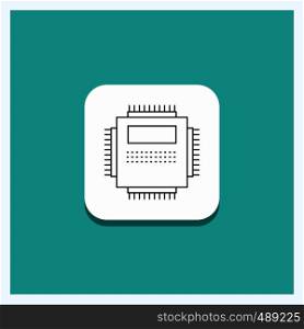 Round Button for Processor, Hardware, Computer, PC, Technology Line icon Turquoise Background. Vector EPS10 Abstract Template background