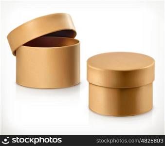 Round cardboard box, vector