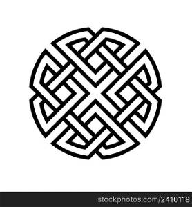round celtic knot ethno pattern, vector weave knitted lines stripes, knot health development and good luck