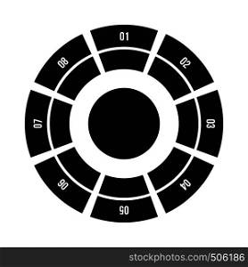 Round chart icon in simple style isolated on white background. Round chart icon, flat style