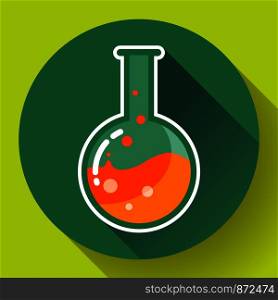 Round chemical lab flask with liquid icon. Flat design style. Round chemical lab flask with liquid icon. Flat design style.