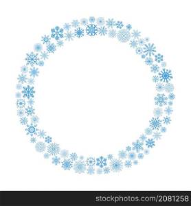 Round circle frame border with snowflakes for winter christmas card