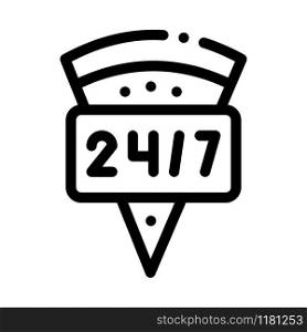 Round Clock Pizza Icon Vector. Outline Round Clock Pizza Sign. Isolated Contour Symbol Illustration. Round Clock Pizza Icon Vector Outline Illustration