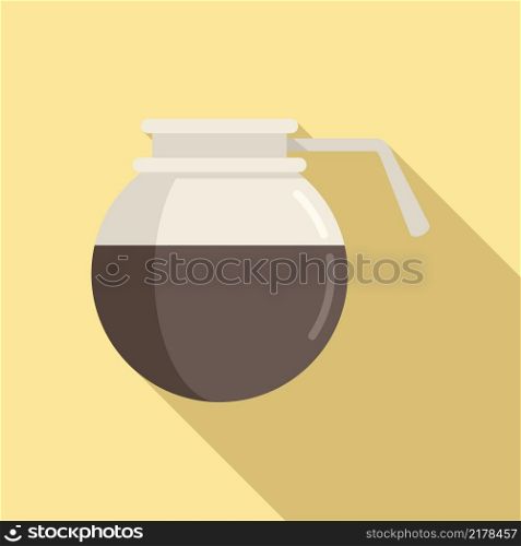 Round coffee pot icon flat vector. Hot espresso. Steam food. Round coffee pot icon flat vector. Hot espresso