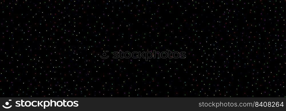 Round colored dots on a black background. Holiday design element or gift wrap. Seamless pattern.