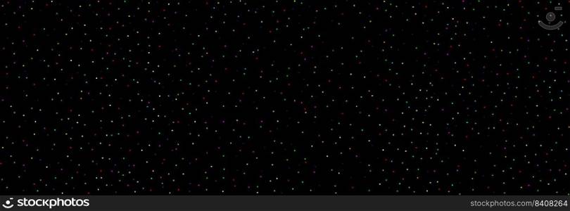 Round colored dots on a black background. Holiday design element or gift wrap. Seamless pattern.