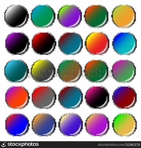 round colored web buttons isolated on white background, abstract vector art illustration