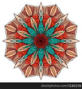 Round coloring mandala with abstract pattern. Vector element for your creativity. Element for stained glass. Round coloring mandala with abstract pattern. Vector element for