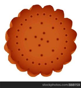 Round cracker biscuit icon. Cartoon of round cracker biscuit vector icon for web design isolated on white background. Round cracker biscuit icon, cartoon style