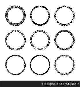 Round Curly Frames. Set of Different Frames on a White Background.