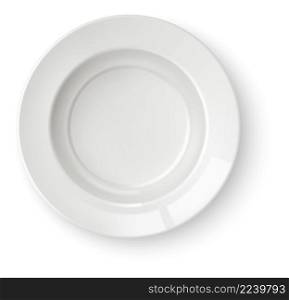 Round dinner plate mockup. White clean realistic dish isolated on white background. Round dinner plate mockup. White clean realistic dish