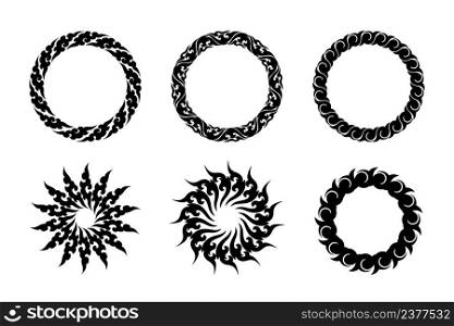 Round element silhouette. Abstract thai art line graphic vector illustration for decoration, tattoo, symbol.