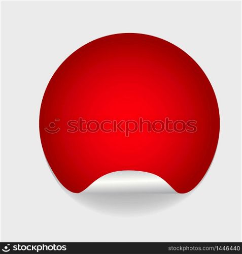 Round empty red adhesive paper sticker mock up with bent edge. Template of empty circle sticky label in mockup style. vector eps10. Round empty red adhesive paper sticker mock up with bent edge. Template of empty circle sticky label in mockup style. vector