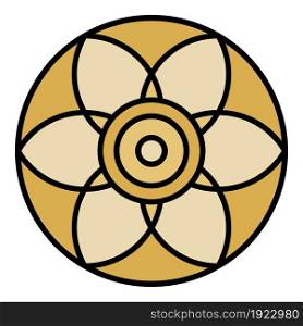 Round flower biscuit icon. Outline round flower biscuit vector icon color flat isolated on white. Round flower biscuit icon color outline vector