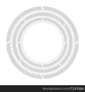 Round frame of black and white herringbone border. Object separate from background. Vector template for greeting cards, invitatons and your creativity. Round frame of black and white herringbone border.