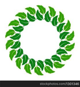 Round frame of leaves. Simple flat design for text images or drawings