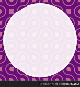 Round frame on background of abstract geometric SEAMLESS pattern with leaves, lines and fractal ornament. Spring and summer ornates for social network page decoration. Vector