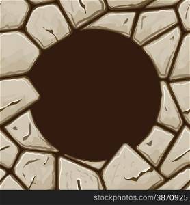 Round frame on simple brown stone seamless pattern