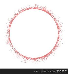 Round frame paint splatter isolated vector illustration. Circular rim abstract spots. Circle template for postcard design, congratulations or invitations. Round frame paint splatter isolated vector illustration