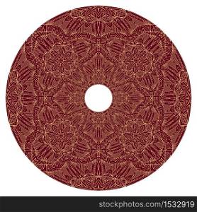 Round frame with arabic red pattern. Boho pattern of lines. Vector element for greeting card, invitation and your creativity. Round frame with arabic red pattern. Boho pattern of lines.