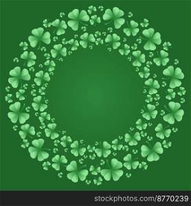 Round frame with clover leaves. Shamrock. Decorative element for St. Patrick's Day design. Vector illustration