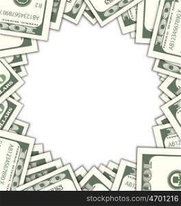 Round Frame with Dollars with Shadows on White Background. Illustration Round Frame with Dollars with Shadows on White Background. Space for Your Message - Vector