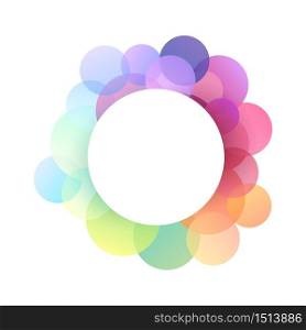 Round frame with festive multicolored confetti and place for text. Gradient bokeh. Vector template for greeting cards, invitation cards and your creativity. Round frame with festive multicolored confetti and place for text. Gradient bokeh.