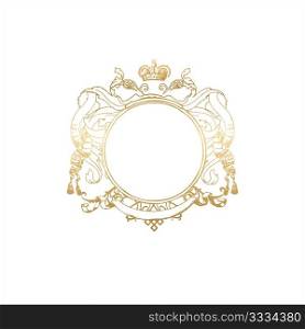 round frame with floral ornament and crown. Blank so you can add your own images. Vector illustration.