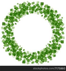 Round frame with fourleaf clover. St.Patrick s Day. Vector element for covers, frames, postcards and your design. Round frame with fourleaf clover. St.Patrick s Day.