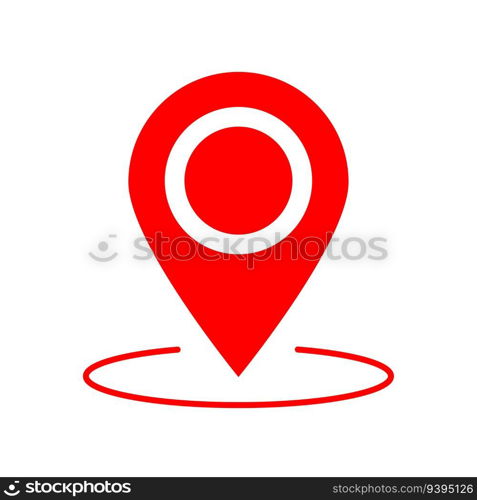 Round geo location pin on red ring circle icon. Vector illustration. EPS 10. stock image.. Round geo location pin on red ring circle icon. Vector illustration. EPS 10.