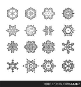Round Geometric Ornaments Set Isolated on White Background. Round Geometric Ornaments Set