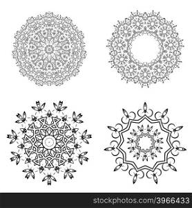 Round Geometric Ornaments Set Isolated on White Background. Round Geometric Ornaments Set on White Background