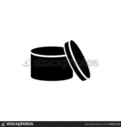 Round Gift Box. Flat Vector Icon illustration. Simple black symbol on white background. Round Gift Box sign design template for web and mobile UI element. Round Gift Box Flat Vector Icon