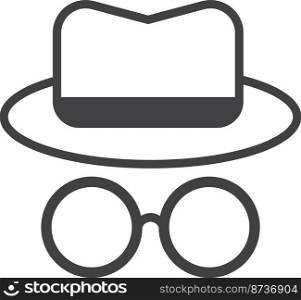 Round glasses and top hat illustration in minimal style isolated on background