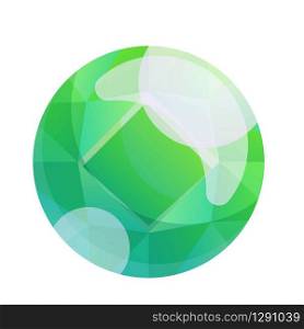Round green gem icon. Cartoon of round green gem vector icon for web design isolated on white background. Round green gem icon, cartoon style