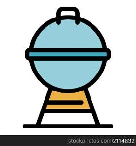 Round grill icon. Outline round grill vector icon color flat isolated. Round grill icon color outline vector